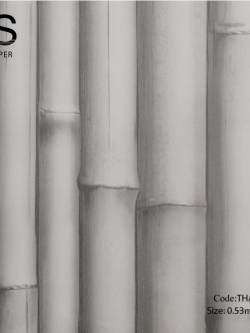 วอลเปเปอร์ลายกระบอกไม้ไผ่โทนสีเทา THA-B54