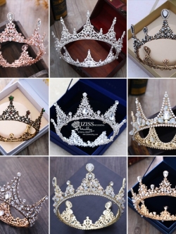 AC031 **รวม10แบบเทียร่าสวยๆ**พรีออเดอร์เทียร่า มงกุฎเพชร ต่างหูและสร้อยคอ ชุดเครื่องประดับเจ้าสาวสวยหรูดุจเจ้าหญิง