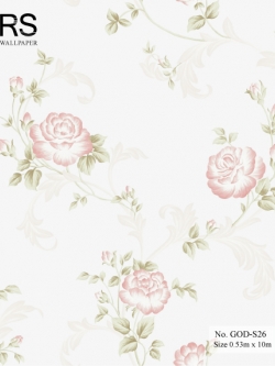 วอลเปเปอร์ ลายดอกไม้สีโอรส No.GOD-S26