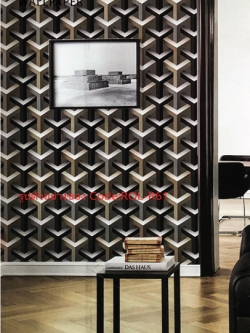 วอลเปเปอร์ลายโครงสร้างกราฟฟิคโทนสีดำ สีเทา และน้ำตาล ROL-R61