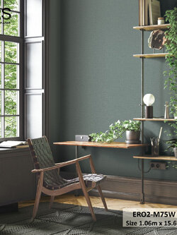 วอลเปเอร์ลายผ้าสีฟ้าเข้มอมเขียวเข้มอมเทา ERO2-M75W