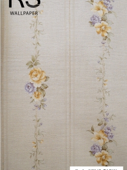 วอลเปเปอร์ทางดอกไม้โทนสีเหลืองครีมช่องห่าง 10.8 ซ.ม. SEN2-F13W