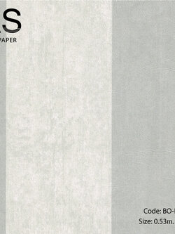 วอลเปเปอร์ลายทางใหญ่ช่องขนาด13.2ซม.พื้นสีเทาเงิน BO-B65