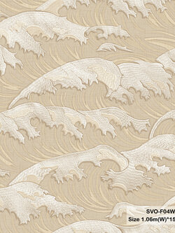 วอลเปเปอร์สไตล์ญี่ปุ่นลายคลื่น สีน้ำตาลครีม SVO-F04W
