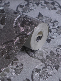 วอลเปเปอร์ลายดอกพุดตานสีทองพื้นสีเงิน LTH-M28