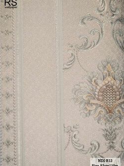 วอลเปเปอร์ ลายคลาสสิคผสมลายทาง สีน้ำตาลอ่อนอมเทา NDI-R13