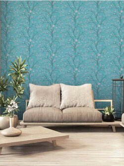 วอลเปเปอร์ ลายดอกซากุระสีชมพู พื้นสีฟ้า MTS2-M70