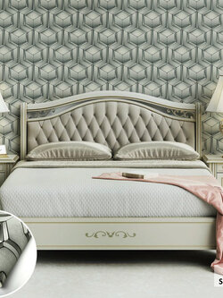 วอลเปเปอร์ลายโมเดิร์น ลูกบากศ์ สีเทา FSK-J84