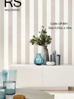 วอลเปเปอร์ลายทางขาวสลับเทาอมม่วง UP-B04