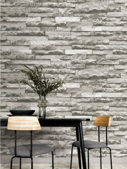 วอลเปเปอร์ลายอิฐหิน สีเทา ST4-C46W