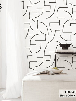 วอลเปเปอร์ ลายกราฟฟิคสีดำพื้นสีเทาอ่อน EDI-F41W