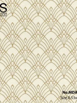 วอลเปเปอร์ลายฉลุโมเดิร์นเส้นสีทองพื้นสีขาว MDA-B07