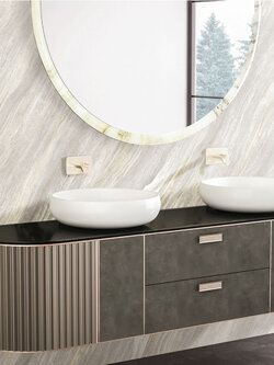 วอลเปเปอร์ลายหินอ่อน สีเทาแทรกสีครีม MAR-C34W