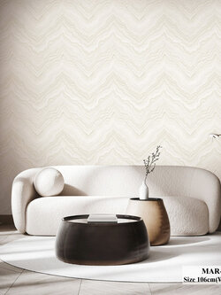 วอลเปเปอร์ลายหินอ่อน สีขาวสลับน้ำตาลอ่อน MAR-C38W
