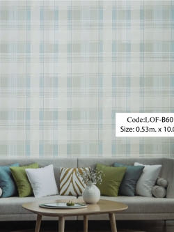 วอลเปเปอร์ลายสก็อตโทนสีอ่อนมีฟ้ากับน้ำตาล LOF-B60