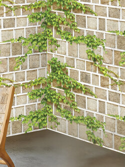 วอลเปเปอร์ลายอิฐ สีน้ำตาลกับใบไม้เลื้อย NA4-D60W