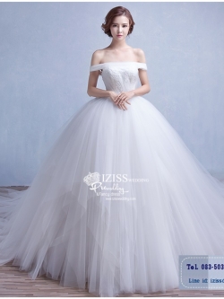 BR203 **พรีออเดอร์**ชุดแต่งงาน&ชุดเจ้าสาวแบบยาวสีขาวเกรดพรีเมี่ยม หรูหราน่ารัก สวยโดดเด่นไม่ซ้ำใคร