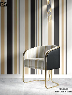 วอลเปเปอร์ลายทางสีดำทองขาว HE5-M26W