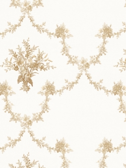 วอลเปเปอร์ลายดอกไม้เป็นพวงพื้นลายผ้าโทนสีน้ำตาลเงา GAR3-B20W