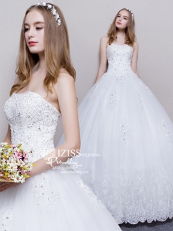 BR219 **พรีออเดอร์**ชุดแต่งงาน&ชุดเจ้าสาวแบบยาวสีขาวเกรดพรีเมี่ยม หรูหราน่ารัก สวยโดดเด่นไม่ซ้ำใคร สวยงามดุจเจ้าหญิง