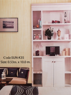 วอลเปเปอร์ลายเส้นโทนสีครีมเหลือง SUN-K35