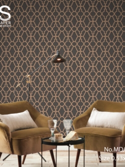 วอลเปเปอร์ลายฉลุโมเดิร์นเส้นสีทองแดงพื้นสีดำ MDA-B84