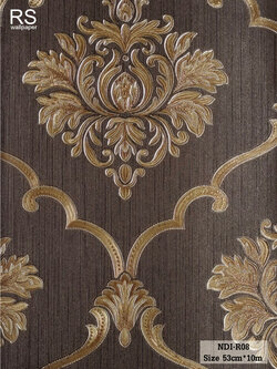 วอลเปเปอร์ ลายหลุยส์คลาสสิคสีทอง พื้นสีน้ำตาลเข้ม NDI-R08