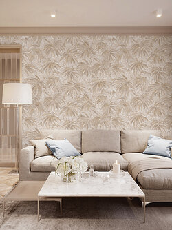 วอลเปเปอร์ลายใบไม้ โทนสีน้ำตาล HE5-M06W