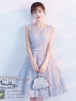 DS024 - **Pre order** ชุดราตรี เดรสสั้นออกงาน (short dresses) ชุดไปงานแต่งงานสวยๆ "ธีมเทา"