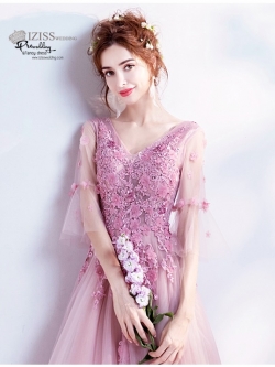 DL031 - **พรีออเดอร์** ชุดราตรี เดรสยาวออกงาน (Night party dresses) ชุดไปงานแต่งงานสวยๆ "ธีมสีชมพูกะปิ"