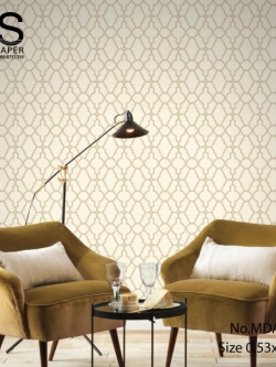 วอลเปเปอร์ลายฉลุโมเดิร์นเส้นสีทองอ่อนพื้นสีครีม MDA-B83