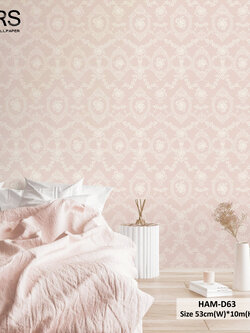 วอลเปเปอร์ลายดอกไม้วินเทจ สีชมพู HAM-D63