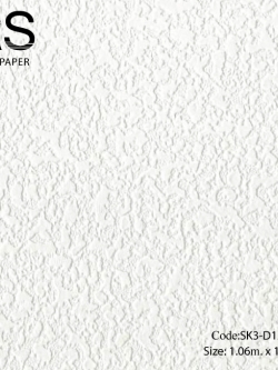 วอลเปเปอร์เทกเจอร์ปูนผนังบ้านผิวเรียบพื้นสีขาว SK3-D126W