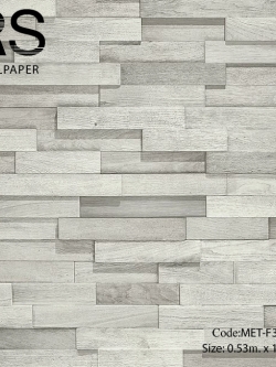 วอลเปเปอร์ลายไม้กราฟฟิคเรียงตัวกันแนวนอนสีฟ้าเทา MET-F30