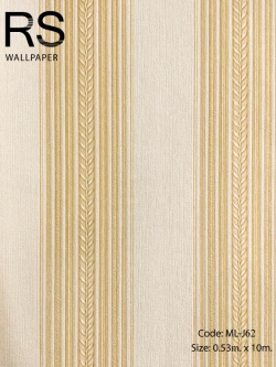 วอลเปเปอร์ลายทางคลาสสิคโทนสีเหลืองทองอ่อน ML-J62