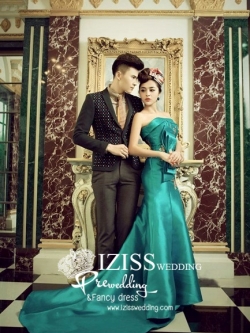 PW088 - **พรีออเดอร์**ชุดคู่ถ่ายพรีเวดดิ้ง (prewedding dress) & ชุดแต่งงานแฟนซี (Fancy wedding dress)ชายหญิง "ธีมสีเขียวมรกต-ดำ"