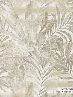 วอลเปเปอร์ ลายใบไม้สีเทา MOT-C18W