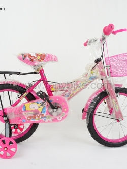 จักรยานเด็ก ล้อ 16 นิ้ว แฮนด์ตรง สีชมพู