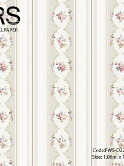 วอลเปเปอร์ลายทางดอกไม้วินเทจโทนสีน้ำตาลเทา FWS-D22W