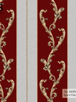 วอลเปเปอร์ วินเทจลายทาง สีแดง-เงิน No.GOD-S53