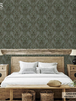 วอลเปเปอร์ลายหลุยส์คลาสสิคสีเทาเขียว CAS2-D38