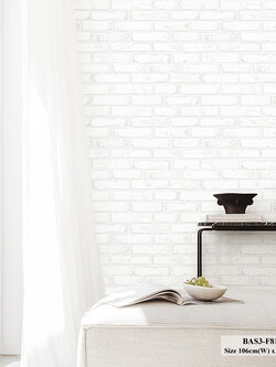วอลเปเปอร์ลายอิฐ สีขาวอมเทาอ่อน BAS3-F81W
