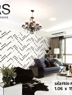 วอลเปเปอร์ลายหินอ่อน คาดสีทอง สีดำ FRN-F01W
