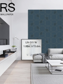 วอลเปเปอร์ลายวงกลมโมเดิร์นสีน้ำเงิน LIV-D51W