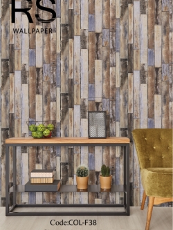วอลเปเปอร์ลายแผ่นไม้เก่ามีสีฟ้าแกม COL-F38