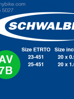 ยางใน Schwalbe 20"451 0.9-1.00 AV7B
