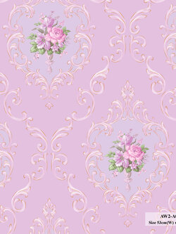 วอลเปเปอร์ลายดอกไม้วินเทจ สีชมพูอมม่วง AW2-A04