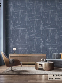 วอลเปเปอร์ สไตล์ abstract ลายกราฟฟิคสีน้ำเงิน EDI-F10W
