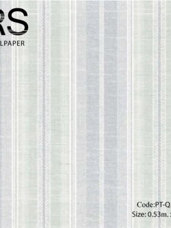 วอลเปเปอร์ลายทางเทกเจอร์ผ้ากระสอบพื้นสีขาวมุกสลับเขียว PT-Q32