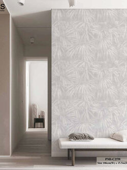 วอลเปเปอร์ลายใบไม้สีเทา PMI-C25W